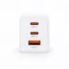 Voltage GaN Ładowarka Ścienna 67W, 2x USB-C i 1x USB-A, PD 3.0, QC 3.0, PPS, Wtyczka EU, Biała