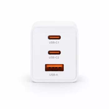 Voltage GaN Ładowarka Ścienna 67W, 2x USB-C i 1x USB-A, PD 3.0, QC 3.0, PPS, Wtyczka EU, Biała