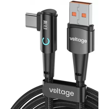 VOLTAGE PowerAngle 66W PD USB-A do USB-C Kabel kątowy 1m Czarny