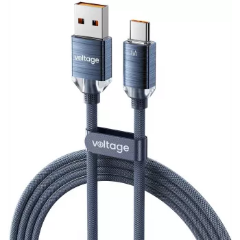 VOLTAGE PureCrystal 66W USB-A do USB-C Kabel do szybkiego ładowania 1m Niebieski