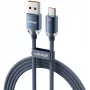 VOLTAGE PureCrystal 66W USB-A do USB-C Kabel do szybkiego ładowania 1m Niebieski