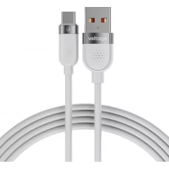 VOLTAGE VEKS66AC100WE USB-A do USB-C Silikonowy kabel do szybkiego ładowania 66W PD 1m Biały