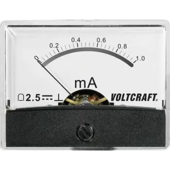 VOLTCRAFT AM-60X46/1MA/DC Analogowy miernik panelowy, prąd stały 0-1 mA, ustroj magnetoelektryczny, 46x60 mm