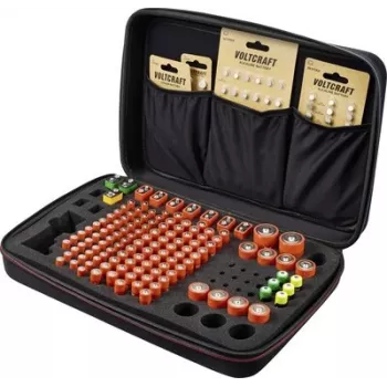VOLTCRAFT BB-146-1 Futerał do przechowywania baterii na 146x AAA AA C D 9V z wbudowanym testerem, 410x270x90 mm