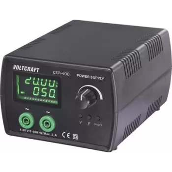 VOLTCRAFT CSP-400 laboratoryjny zasilacz sieciowy AC, regulowany 1-20 V/AC, 1-2 A, 40 W, zasilanie sieciowe i bateryjne, 1 wyjście VC-17192785