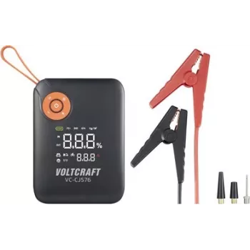 VOLTCRAFT Jump Starter VC-CJS76 VC-16024485 300 A 12 V ze stacją ładującą, 2x wyjście 12V, 2x USB, latarka LED, wyświetlacz LCD
