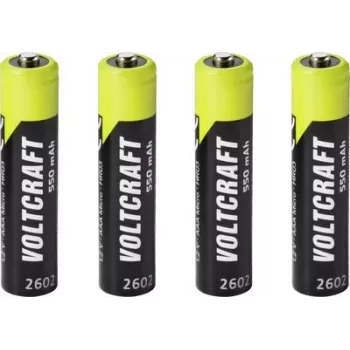VOLTCRAFT Micro (AAA) akumulator NiMH 550 mAh 1,2 V gotowy do użycia, 4-pak (VC-17275405)