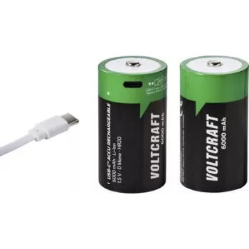 VOLTCRAFT Mono (D) akumulator Li-Ion 6000 mAh 1,5 V, 2 szt. z ładowaniem USB-C (VC-17275580)