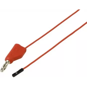 Voltcraft MSL-315 Czerwony przewód testowy, wtyk bezpieczeństwa 4 mm do gniazda bezpieczeństwa 0,64 mm, 1 m, Stackable, 60 V DC, 1 A VC-17182170