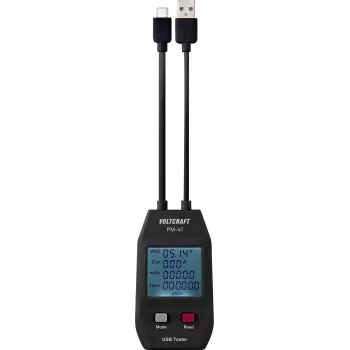 VOLTCRAFT PM-41 cyfrowy multimetr USB z przewodami testowymi, True RMS, CAT III 600 V, 4000 zliczeń, automatyczny zakres, Data Hold, Min/Max, Relative, podświetlenie, interfejs PC VC-11909305