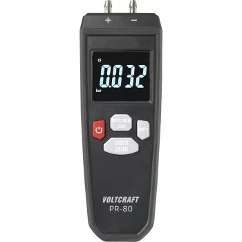 VOLTCRAFT PR-80 Miernik ciśnienia różnicowego ±0,137 bar, 11 jednostek, podświetlany LCD, Data Hold, Min/Max/Śr, powietrze i gazy niekorozyjne VC-13101370