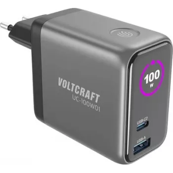 VOLTCRAFT UC-100W01 ładowarka sieciowa USB GaN 100W USB-C PD + USB-A czarna VC-17776055