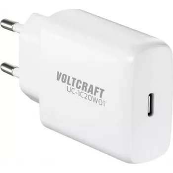 Voltcraft UC-1C20W01 ładowarka ścienna USB-C GaN 20 W PD 3.0 biała