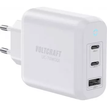 VOLTCRAFT UC-70W001 ładowarka ścienna USB GaN 70W 2x USB-C PD 3.2 + 1x USB-A Fast Charge biała VC-18791125