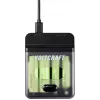 Voltcraft VC-BC4-PB1 2-w-1 ładowarka do akumulatorów NiMH i power bank dla 4x AA/AAA, 500mA, wejście USB-C, wyjście USB-A, czarny