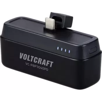 VOLTCRAFT VC-PBP3040PD Power Bank 4500 mAh USB-C PD Li-Ion Matowy Czarny ze Wskaźnikiem Statusu