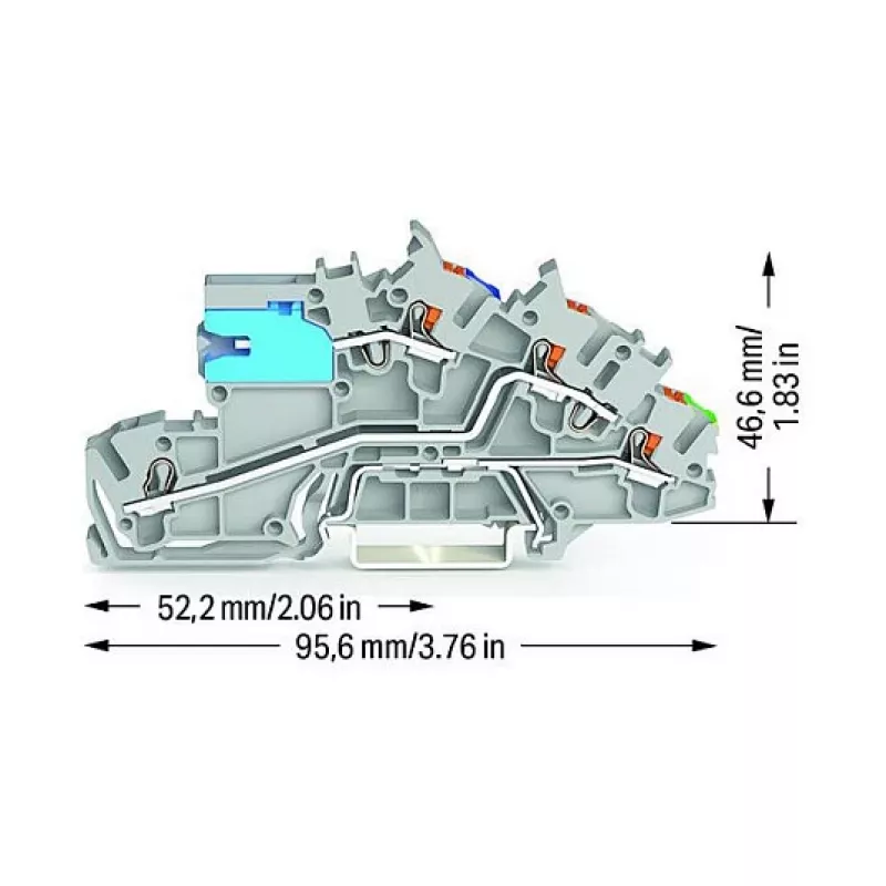 WAGO 2203-7541 Złączka instalacyjna z suwakiem odłącznika N, NT/L/PE, szary