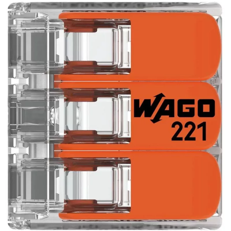 Złączka przelotowa WAGO 221-413 COMPACT, 3-przewodowa, 0,2–4 mm², przezroczysta, 50 szt.