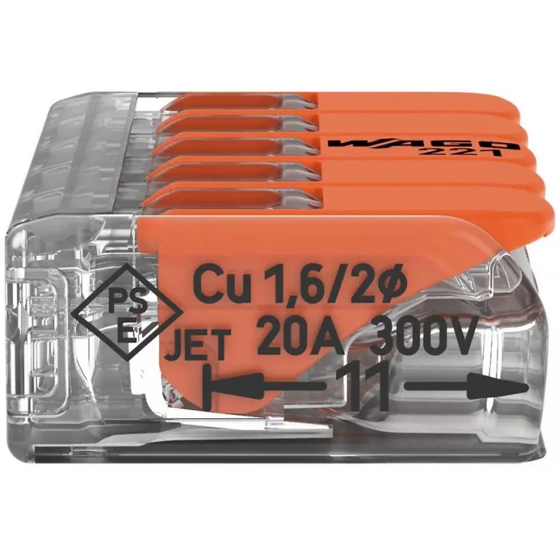 WAGO 221-415 COMPACT Złączka do przewodów 5-żyłowa, 0,2-4 mm², 25 sztuk