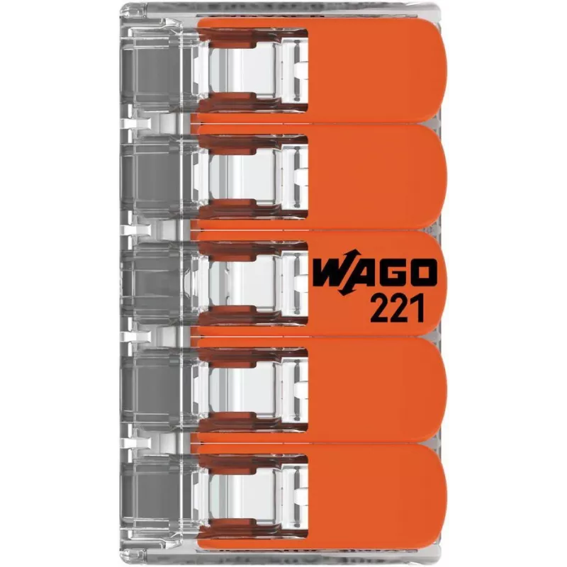 WAGO 221-415 COMPACT Złączka do przewodów 5-żyłowa, 0,2-4 mm², 25 sztuk
