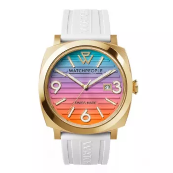Zegarek damski WATCHPEOPLE 700984 Analogowy Kwarcowy 45mm Koperta ze stali nierdzewnej Czarna tarcza Pasek skórzany