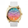 Zegarek damski WATCHPEOPLE 700984 Analogowy Kwarcowy 45mm Koperta ze stali nierdzewnej Czarna tarcza Pasek skórzany