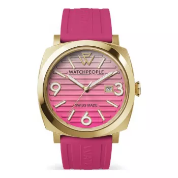 Zegarek damski WATCHPEOPLE 700985 w kolorze różowego złota ze stali nierdzewnej i brązowej skóry, 45 mm