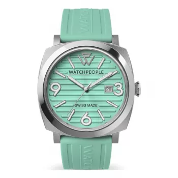 Zegarek damski WATCHPEOPLE 700986 Kwarcowy Analogowy 45 mm Stalowa Koperta Biała Tarcza Czarny Skórzany Pasek