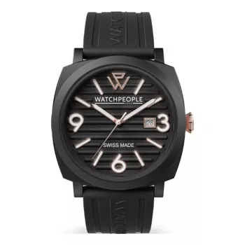 Zegarek damski WATCHPEOPLE 700994 Analogowy Kwarcowy 45mm Czarna Tarcza Skórzany Pasek