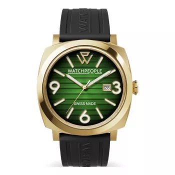 Zegarek damski WATCHPEOPLE Quartz Analog 700988 (45mm) - Czarna tarcza, pasek z ekoskóry