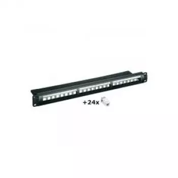 Wentronic 24-portowy panel krosowy CAT6 UTP, 1U do szafy 19-calowej, czarny (95336)