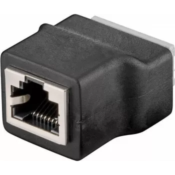 Wentronic 76737 Rozdzielacz RJ45 T-Adapter, 1x RJ45 męski do 2x RJ45 żeńskich, 8-pinowy, Czarny