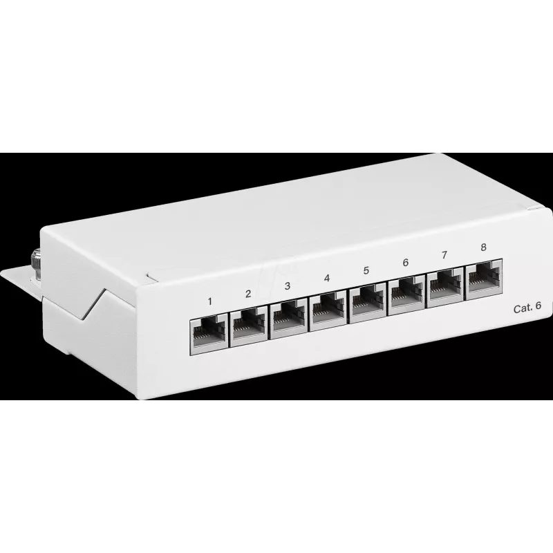 Wentronic Goobay 62069 26-portowy ekranowany panel krosowy Cat6 S/UTP, 1U do szafy 19 cali, biały