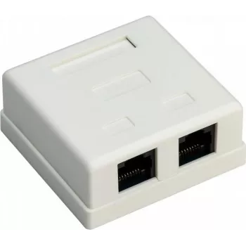 Wentronic Goobay 77633 Ekranowane gniazdo sieciowe RJ45 Cat 6 do montażu natynkowego, 2-portowe, białe