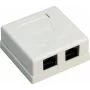 Wentronic Goobay 77633 Ekranowane gniazdo sieciowe RJ45 Cat 6 do montażu natynkowego, 2-portowe, białe