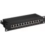 Wentronic Goobay 93796 Cat6a ekranowany panel krosowy 12-portowy, 1U 19 cali do szafy Rack, czarny