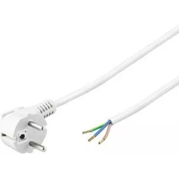 Wentronic Goobay Kątowy kabel zasilający Schuko z otwartymi końcami, 5 m, biały, H05VV-F 3G1.5, 16 A 93313