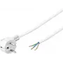 Wentronic Goobay Kątowy kabel zasilający Schuko z otwartymi końcami, 5 m, biały, H05VV-F 3G1.5, 16 A 93313
