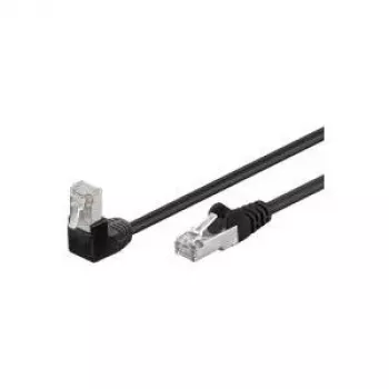 Wentronic Goobay kabel krosowy CAT 5e F/UTP, 3 m, czarny, 1x RJ45 pod kątem 90°, CCA, Gigabit Ethernet 94189