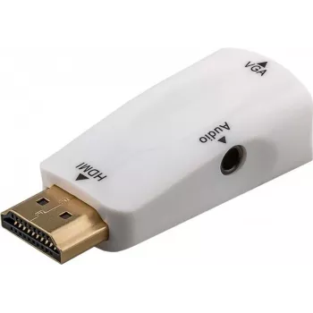 Wentronic Goobay Kompaktowy adapter HDMI na VGA z dźwiękiem - HDMI męski na VGA żeński + jack 3,5 mm, 1080p, czarny 44793