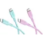 WENTRONIC Goobay Coral Crush zestaw 2 kabli USB-C silikonowych, 1,5 m, turkusowy i różowy (81260)