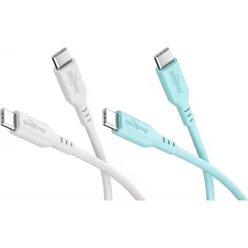 WENTRONIC Goobay Crystal Lagoon zestaw 2x kabel USB-C silikonowy, 1,5 m, biały i turkusowy (81259)