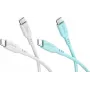 WENTRONIC Goobay Crystal Lagoon zestaw 2x kabel USB-C silikonowy, 1,5 m, biały i turkusowy (81259)