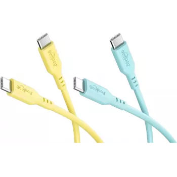 WENTRONIC Goobay Tropic Glow Zestaw 2x kabel USB-C silikonowy, 1,5 m, żółty, turkusowy (81275)