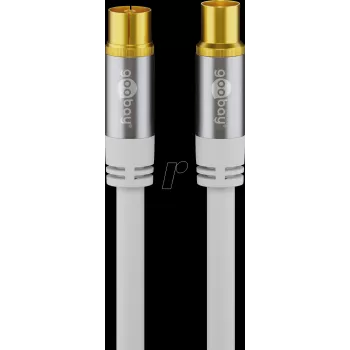 Kabel antenowy TV Wentronic Goobay 1m biały pozłacany 4x ekranowany 135dB koncentryczny żeński do męskiego 70313