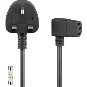 Wentronic Goobay kabel zasilający UK 3-pin do kątowego IEC C13, 2 m, czarny 45767