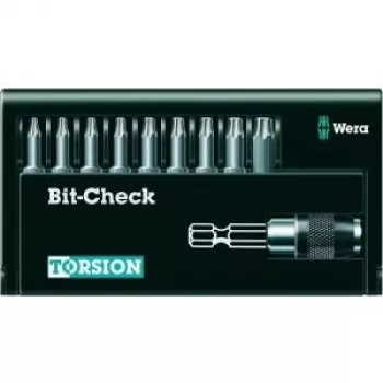 Wera 05056164001 9-częściowy zestaw bitów Torx z uchwytem Rapidaptor, 1/4 cala sześciokątny, bity 25 mm, TX8–TX40, etui Bit-Check