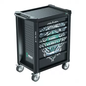 Wera 9700 Tool Rebel Workshop Trolley 1, 7 szuflad, blat ze stali nierdzewnej, zielony/czarny