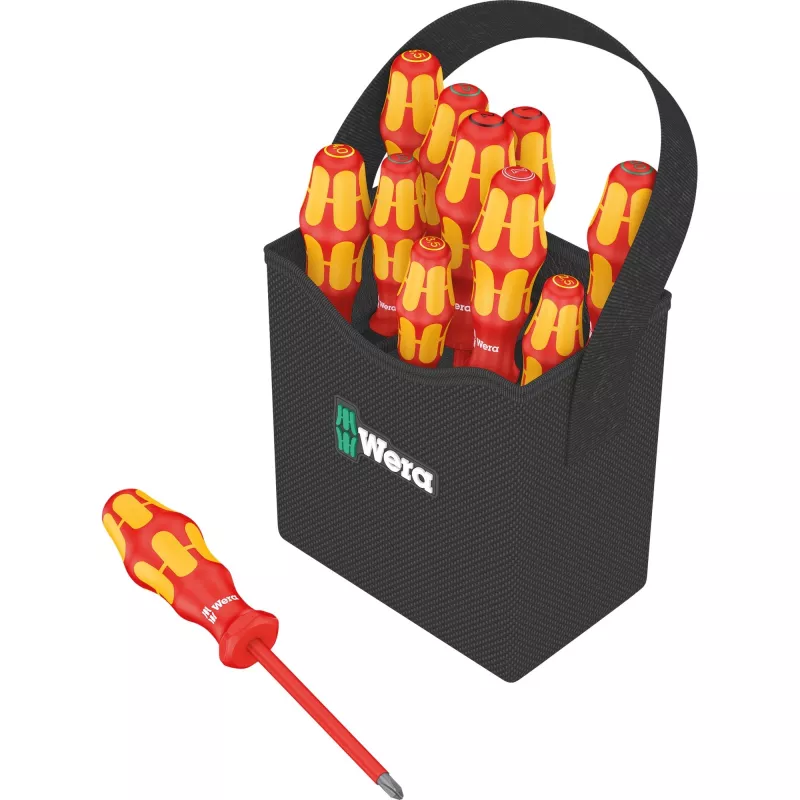 Zestaw wkrętakowy Wera Kraftform 2go 100, 11-częściowy, Phillips, Pozidriv, Torx, bity 25 mm, z uchwytem Rapidaptor i etui tekstylnym 05004310001