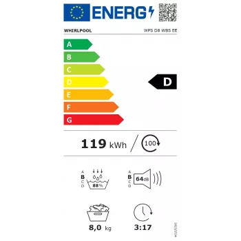 Whirlpool WPS D8 WBS EE Suszarka z pompą ciepła 8 kg Ładowanie od przodu Biała